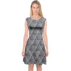 Grid Wire Mesh Stainless Rods Metal Capsleeve Midi Dress by artworkshop