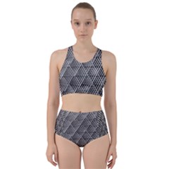 Grid Wire Mesh Stainless Rods Metal Racer Back Bikini Set by artworkshop