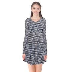 Grid Wire Mesh Stainless Rods Metal Long Sleeve V-neck Flare Dress by artworkshop