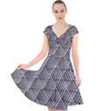 Grid Wire Mesh Stainless Rods Metal Cap Sleeve Front Wrap Midi Dress View1