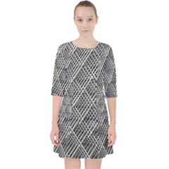 Grid Wire Mesh Stainless Rods Metal Quarter Sleeve Pocket Dress by artworkshop