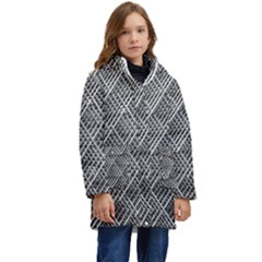 Grid Wire Mesh Stainless Rods Metal Kid s Hooded Longline Puffer Jacket by artworkshop