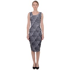 Grid Wire Mesh Stainless Rods Metal Sleeveless Pencil Dress by artworkshop