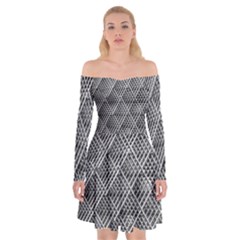 Grid Wire Mesh Stainless Rods Metal Off Shoulder Skater Dress by artworkshop