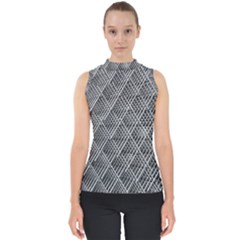 Grid Wire Mesh Stainless Rods Metal Mock Neck Shell Top by artworkshop