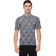 Grid Wire Mesh Stainless Rods Metal Men s Short Sleeve Rash Guard by artworkshop