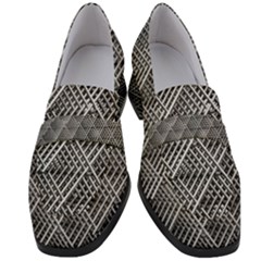 Grid Wire Mesh Stainless Rods Metal Women s Chunky Heel Loafers by artworkshop