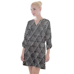 Grid Wire Mesh Stainless Rods Metal Open Neck Shift Dress by artworkshop