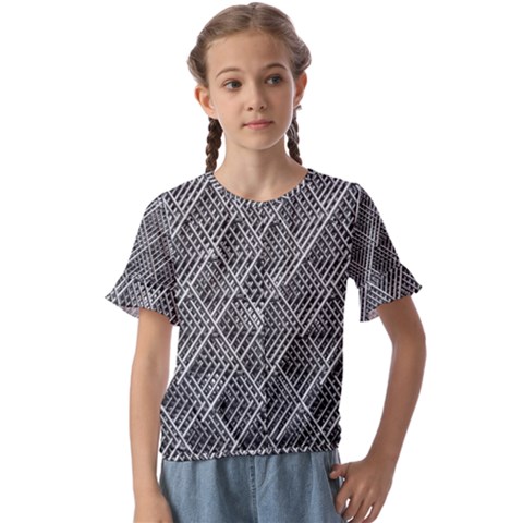 Grid Wire Mesh Stainless Rods Metal Kids  Cuff Sleeve Scrunch Bottom Tee by artworkshop