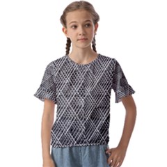 Grid Wire Mesh Stainless Rods Metal Kids  Cuff Sleeve Scrunch Bottom Tee