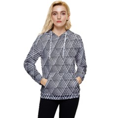 Grid Wire Mesh Stainless Rods Metal Women s Lightweight Drawstring Hoodie