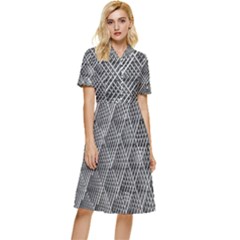 Grid Wire Mesh Stainless Rods Metal Button Top Knee Length Dress by artworkshop