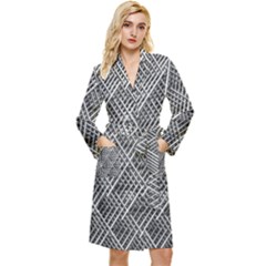 Grid Wire Mesh Stainless Rods Metal Long Sleeve Velour Robe by artworkshop