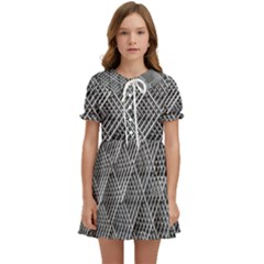 Grid Wire Mesh Stainless Rods Metal Kids  Sweet Collar Dress