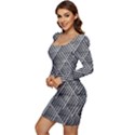 Grid Wire Mesh Stainless Rods Metal Women Long Sleeve Ruched Stretch Jersey Dress View3