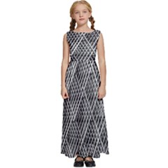 Grid Wire Mesh Stainless Rods Metal Kids  Satin Sleeveless Maxi Dress