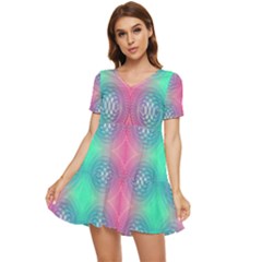 Infinity Circles Tiered Short Sleeve Babydoll Dress