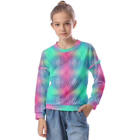 Infinity Circles Kids  Long Sleeve Tee With Frill  by Thespacecampers