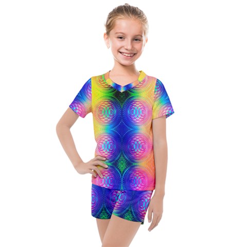 Inverted Circles Kids  Mesh Tee And Shorts Set by Thespacecampers