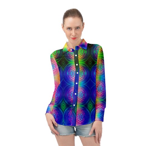 Inverted Circles Long Sleeve Chiffon Shirt by Thespacecampers