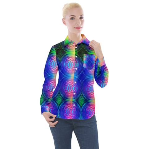 Inverted Circles Women s Long Sleeve Pocket Shirt by Thespacecampers