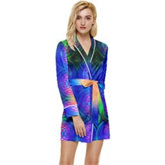 Inverted Circles Long Sleeve Satin Robe by Thespacecampers