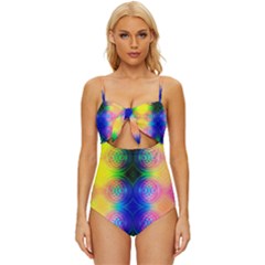 Inverted Circles Knot Front One-piece Swimsuit