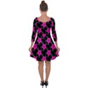 Pink Flowers Black  Quarter Sleeve Skater Dress View2