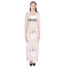 Fluffy Cat Pets Short Sleeve Maxi Dress by artworkshop