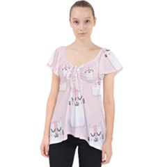 Fluffy Cat Pets Lace Front Dolly Top by artworkshop