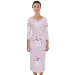 Fluffy Cat Pets Quarter Sleeve Midi Bodycon Dress by artworkshop