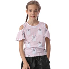 Fluffy Cat Pets Kids  Butterfly Cutout Tee by artworkshop