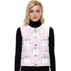 Fluffy Cat Pets Women s Short Button Up Puffer Vest by artworkshop