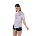 Fluffy Cat Pets Asymmetrical Short Sleeve Sports Tee View2