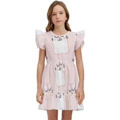 Fluffy Cat Pets Kids  Winged Sleeve Dress