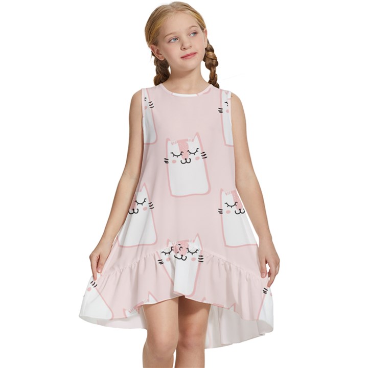 Fluffy Cat Pets Kids  Frill Swing Dress