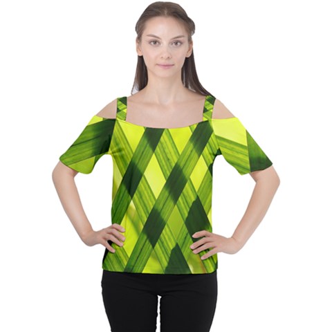 Leaves Grass Woven Cutout Shoulder Tee by artworkshop