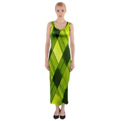 Leaves Grass Woven Fitted Maxi Dress by artworkshop