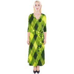 Leaves Grass Woven Quarter Sleeve Wrap Maxi Dress by artworkshop