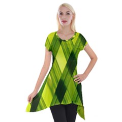 Leaves Grass Woven Short Sleeve Side Drop Tunic by artworkshop