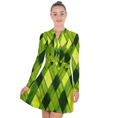 Leaves Grass Woven Long Sleeve Panel Dress by artworkshop