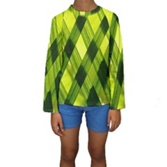 Leaves Grass Woven Kids  Long Sleeve Swimwear by artworkshop