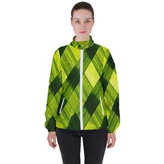 Leaves Grass Woven Women s High Neck Windbreaker by artworkshop