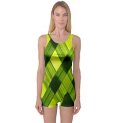 Leaves Grass Woven One Piece Boyleg Swimsuit by artworkshop