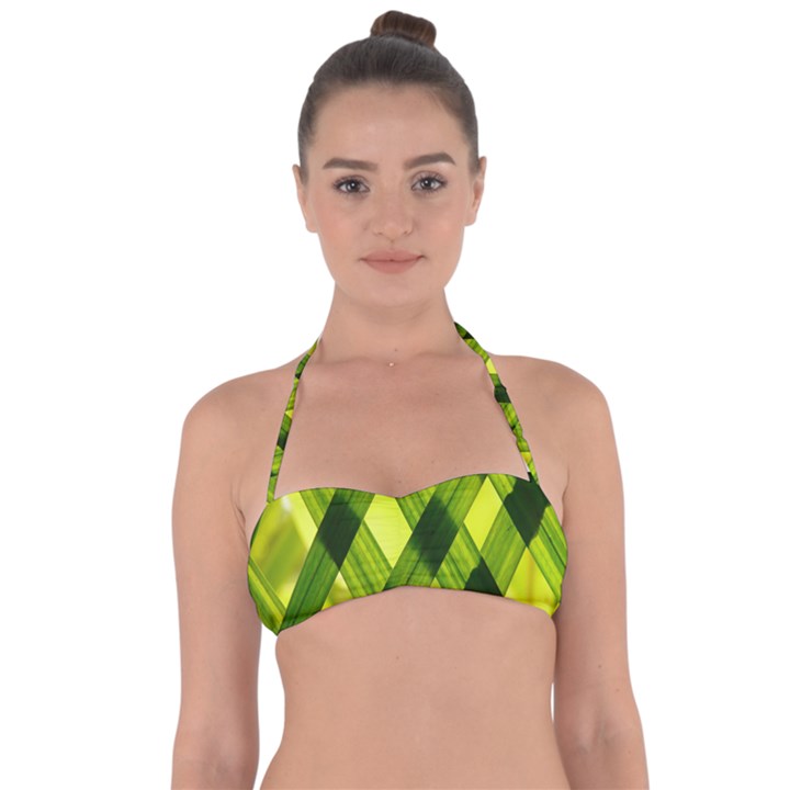 Leaves Grass Woven Halter Bandeau Bikini Top