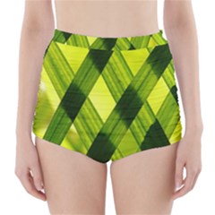 Leaves Grass Woven High-waisted Bikini Bottoms by artworkshop