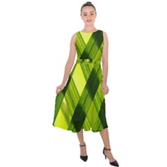 Leaves Grass Woven Midi Tie-back Chiffon Dress by artworkshop