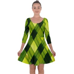 Leaves Grass Woven Quarter Sleeve Skater Dress by artworkshop