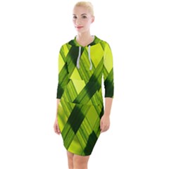 Leaves Grass Woven Quarter Sleeve Hood Bodycon Dress by artworkshop