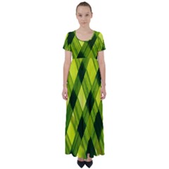 Leaves Grass Woven High Waist Short Sleeve Maxi Dress by artworkshop